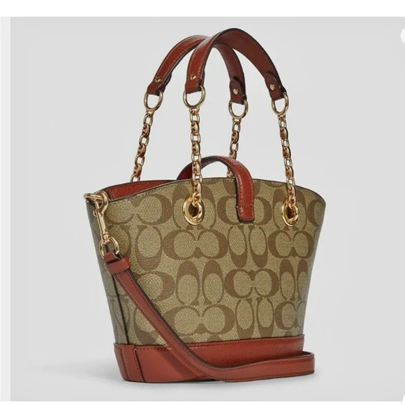 COACH Lane Bucket Bag In Signature Canvas - Gold/ Khaki Multi - C8597- NWT. - Picture 2 of 6